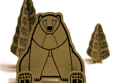 Polar bear - permanent marker on recycled cardboard