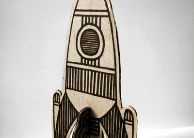 Rocket - permanent marker on recycled cardboard