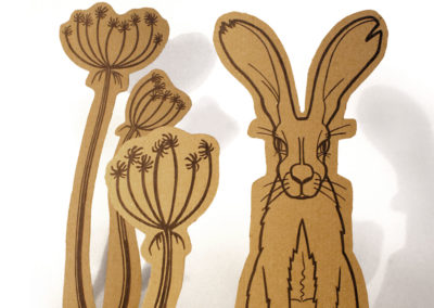 Hare & Bishops Lace - permanent marker on recycled cardboard