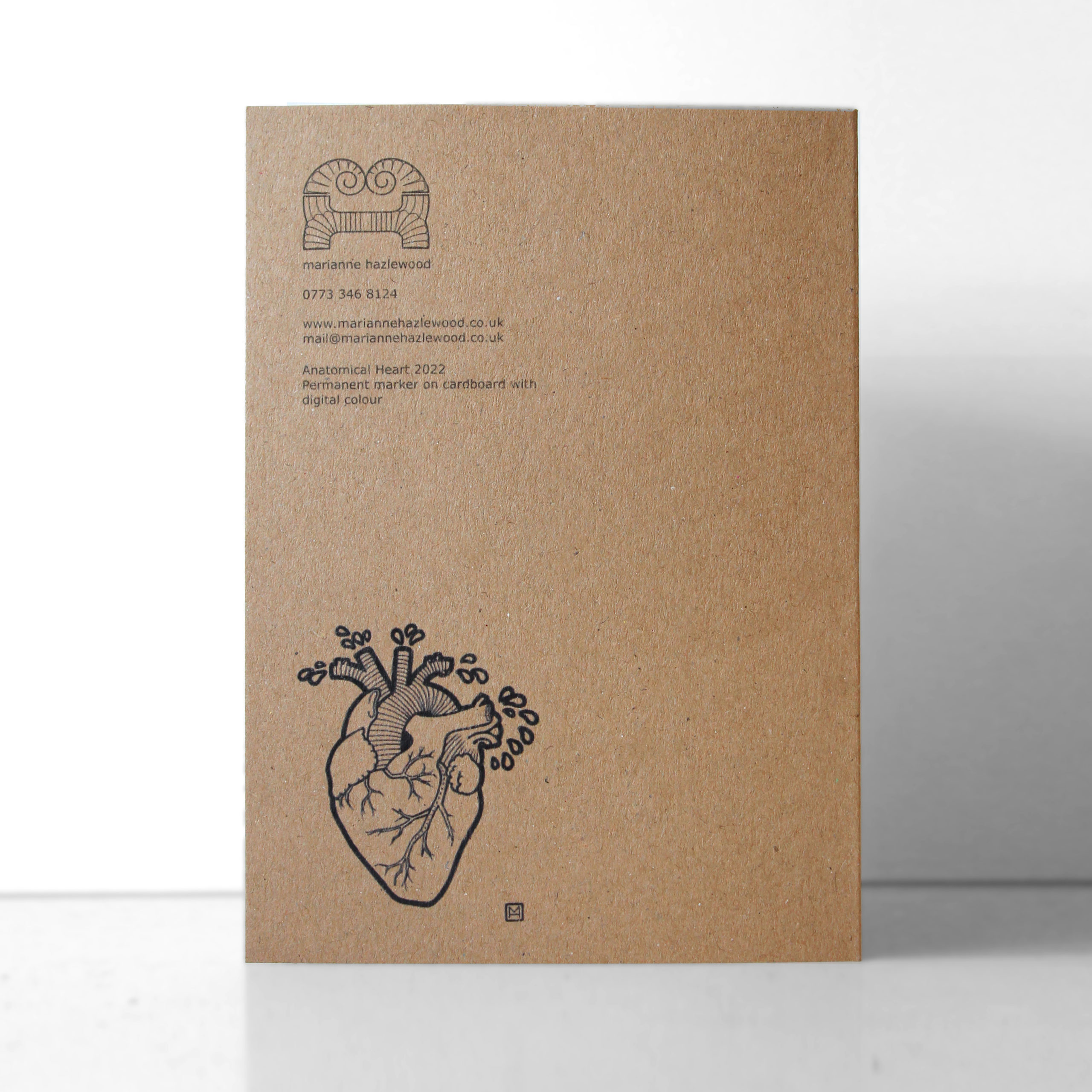 Valentines card - you have my heart - anatomical heart - an illustration of an anatomical heart , printed on 290gsm Kraft card